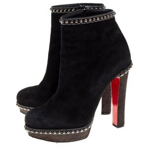 Christian Louboutin Black Studded Heeled Boot